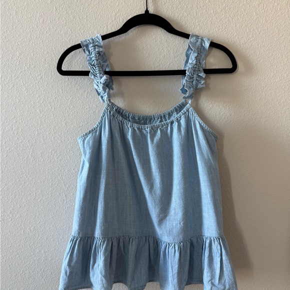 Light Blue Ruffle Strap Top - Picture 4 of 7